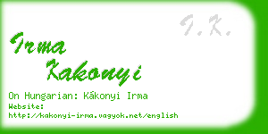 irma kakonyi business card